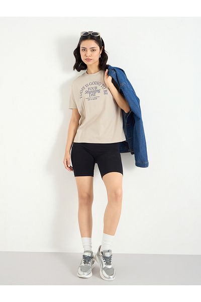 Styli Slogan Print Regular Fit T-Shirt