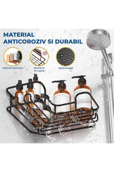 Elindor Set of 3 Elindor Shower Organizer Shelves, Holds 18 kg, Suitable for Bathroom, Kitchen, Black