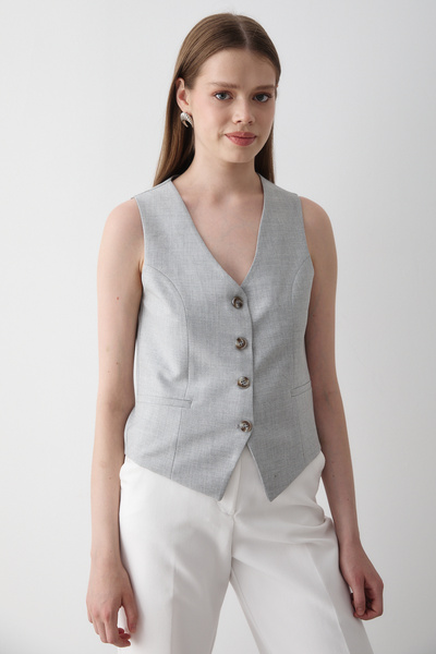 JASTE Women's Lined Button Detailed Vest