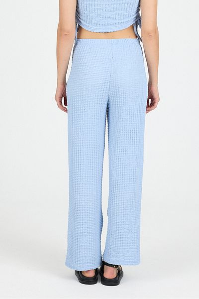COMBİNE MİCHAİL Women's Elastic Waist Wide Leg Blue Trousers