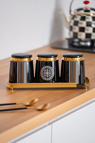 MUSEDOHOME سونيا سورى برطمان بورسلين 4 لتر مع صينية زجاجية