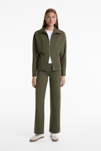 Oysho Neoprene-effect straight-leg trousers