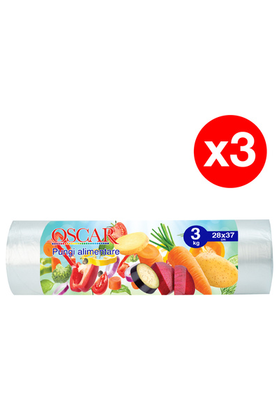 Oscar – Pungi Alimentare 3kg – Transparent – HDPE – 3 x 50 Bucăți
