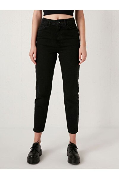 kleshus Ψηλόμεσο Lycra Black Boyfriend Jeans Stretchy Mom Jeans Παντελόνι