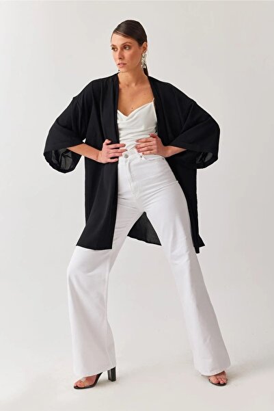 beeke Pantaloni palazzo albi cu talie înaltă, picior lat, blugi cu picioare late