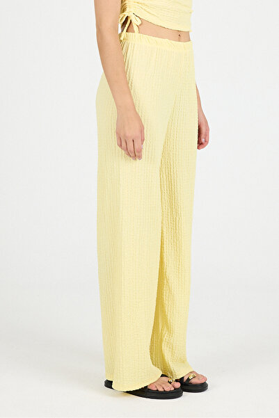 COMBİNE MİCHAİL Women's Summer Basic Cotton Loose Yellow Trousers