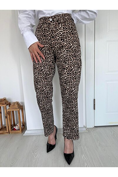 Şulenin Butiği Leopar Desen Likrali Mom Jean