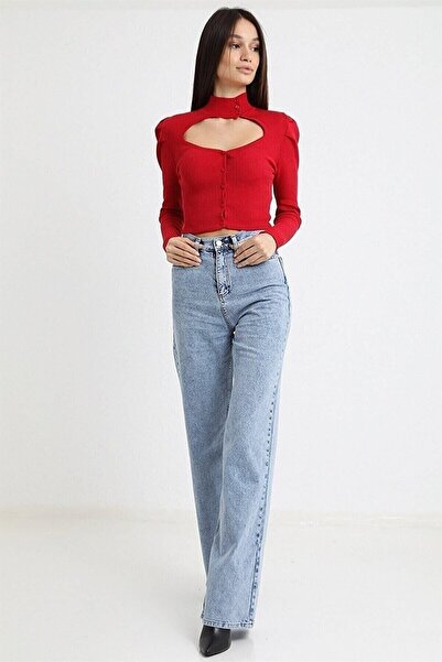 kleshus بنطلون جينز نسائي من Marina ذو خصر عالي للغاية وواسع الساق