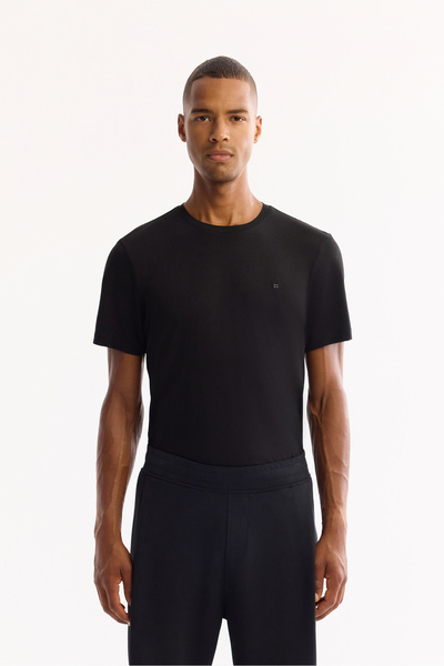 Avva Men's Black Elastic Waist Sweatpants with Side Pockets A52Y3415