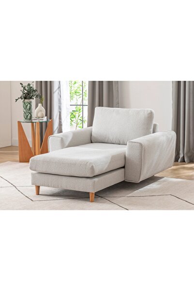 Vivense MERLİN DAYBED, FİTİLLİ KOL, NATUREL AYAK, RECYCLED KUMAŞ, AÇIK GRİ