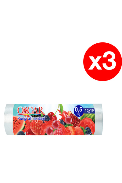 Oscar – Pungi Alimentare 0.5kg – Transparent – HDPE – 3 x 50 Bucăți