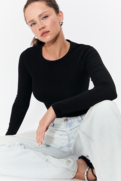 Stradivarius Basic long sleeve cotton T-shirt