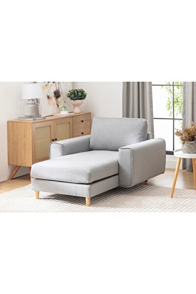 Vivense MERLİN DAYBED, FİTİLLİ KOL, NATUREL AYAK, KETEN KUMAŞ, GRİ