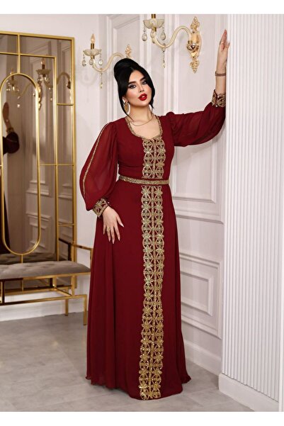 ZENABİYEM Zena Fashion Nakış İşlemeli Kare Yaka Yöresel Abiye