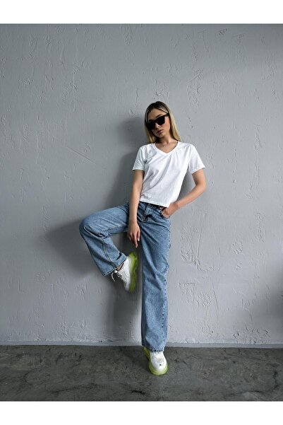 kleshus جينز ثلجي عالي الخصر فضفاض أزرق غسيل الثلج جينز أزرق ثلجي ليكرا قابل ...