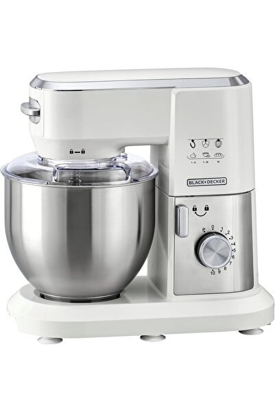 Other BLACK+DECKER Stand Mixer, 1000W, 6L, 10 Speeds, Tilt-Head, White - MKM100-B