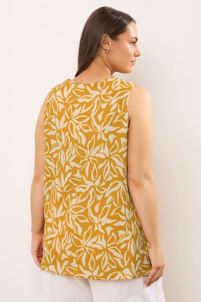 Stil Diva Plus Size V-Neck Zero Sleeve Floral Pattern Asymmetrical Cut T-Shirt 616295