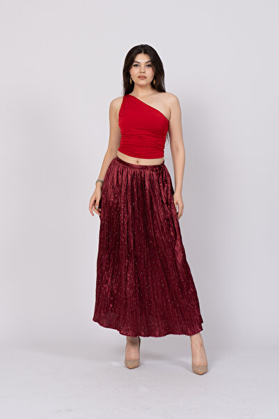 MissVina Fusta lungă din satin Stone cu imprimeu 6786