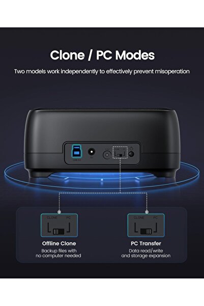 Orico External Hard Drive Dock Duplicator/Cloner SATA to USB C Dual Bay 36TB