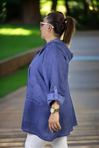 yagmurberen Pocket Hooded Folding Sleeve Detail Waist Extra Large Size Seasonal Thin Safari Jacket