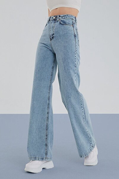 kleshus جوليا 90's ثلج غسل الأزرق ليكرا سوبر عالية الخصر جينز فضفاض بنطلون با...