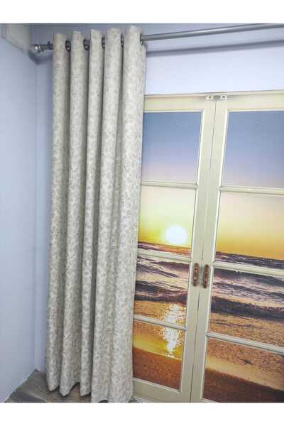 Evcimenhome Lined Rustic Curtain with Eyelet Metal Ring 170Cmx230Cm Color: Cream with Mink Pattern