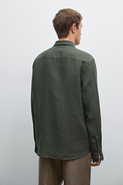 Massimo Dutti Soluk efektli keten regular fit gömlek