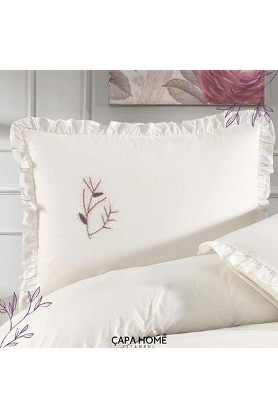 Çapa Home Çapa Home Double Personal Duvet Cover Set with Embroidered Ruffles