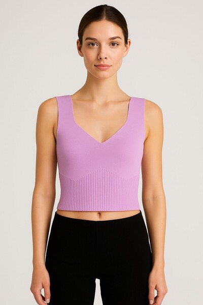 Kırçiçek V Neck Soft Textured Crop