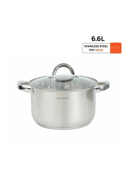rexa Stainless Steel Saucepan with Glass Lid 22 cm - 5.1 L - 2SS1-A33-006
