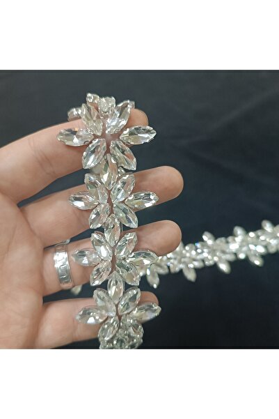 Leylak Store Crystal Stone Iron-On Applique Strip Evening Dress 50cm