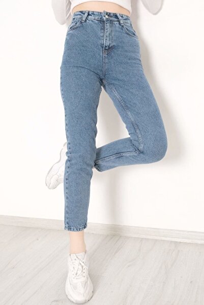 kleshus بنطال جينز نسائي عالي الخصر من Snow Mom مصنوع من الليكرا والدنيم القا...