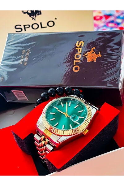 S.POLO ساعة يد رجالية هدية في علبة 50 مل سوار عطر هدية عيد الأب هدية عيد الحب