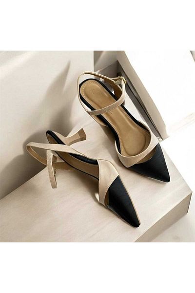 BAYRAMOĞLU KUNDURA Byk Women's Double Color Goblet Heeled Stiletto Shoes