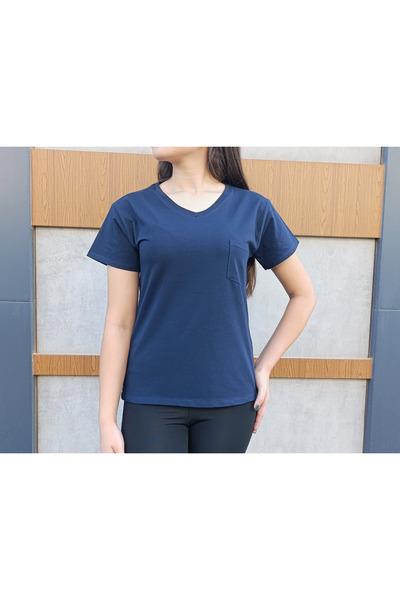 siyalife V-Neck Women's T-Shirt with Pocket Detail