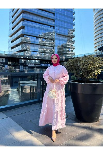 butik hira Tassel Detailed Hijab Dress