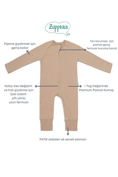 Zuppers 1 Tog Sleeping Bag with Children's Booties - Sand Beige