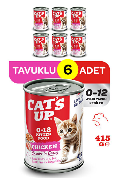 Cat's Up Cats Up Yaş Yavru Kedi Maması Tavuklu 415gr 6Lı