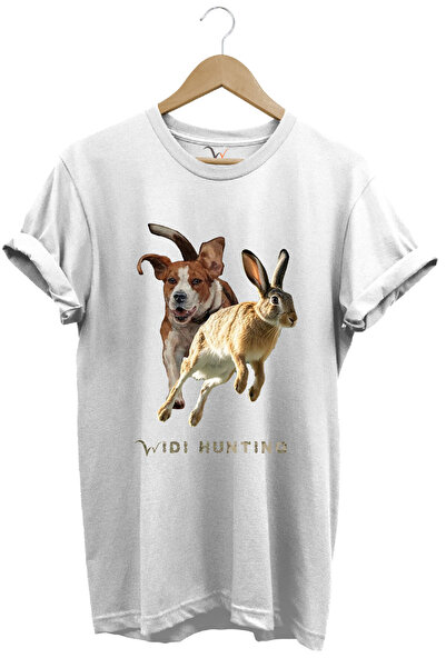 WİDİ Лов Лов на зайци и ловни кучета Дизайн с печат 100% памук Регулярна крой...