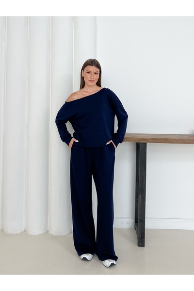 OTAKU Women's Modal Fabric Off Shoulder Sweatshirt and Trousers Set