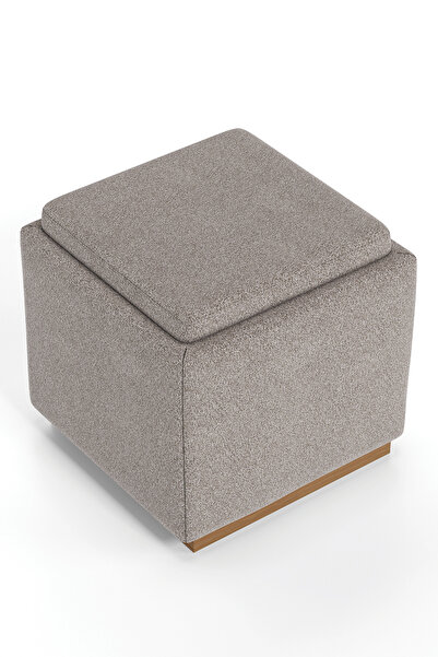 Enza Home Marsana Sandıklı Sehpa Pufu, Dokuma Kumaş - Bej