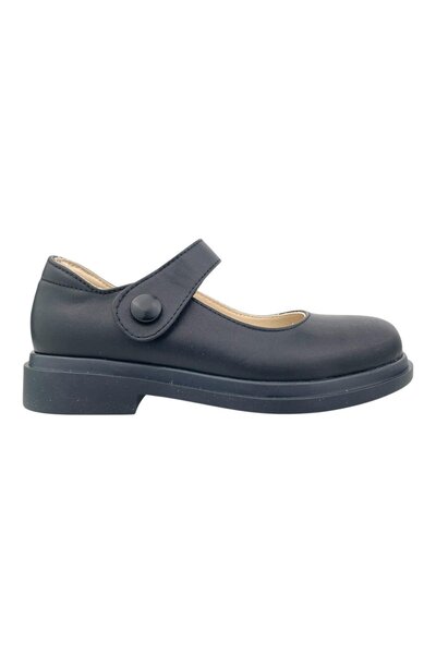 Nubebe Thick Soled Thomas Heel School Shoes Black