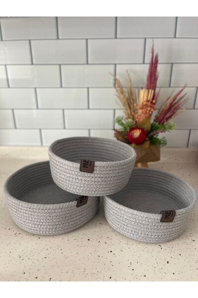 SOFTHOM 3 Lü Sepet Takımı , Çok Amaçlı Sepet, Banyo Ve Mutfak Organizeri Üçlü YUVARLAK