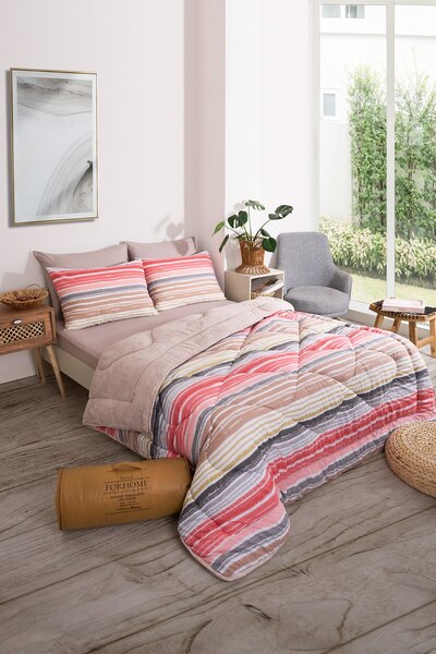 Sudemhome Double Welsoft Sleeping Set Double Sided Wellsoft Fluffy Fleece Quilt and Battal Fitted Sheet