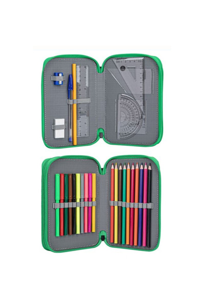 Lumi LUXURY Double Pencil Case Black Green 3D Minecraft 12x4x19cm