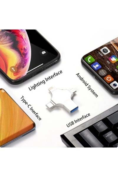 gaman 4 in 1 Flash Memory USB / Type-C/Micro USB /Lightning Input Apple Compatible