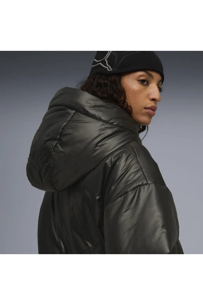 Puma Shiny Hooded Padded Jacket Siyah Kadın Mont