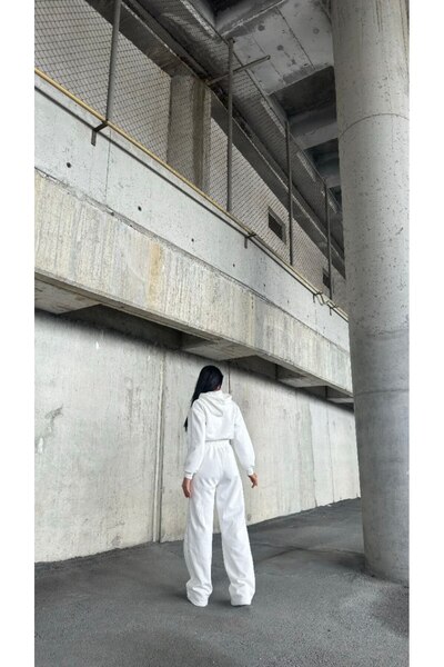 369 etnik butik Women's Hooded Sweatshirt and Elastic Waist Pocket Straight Leg Sweatpants Set