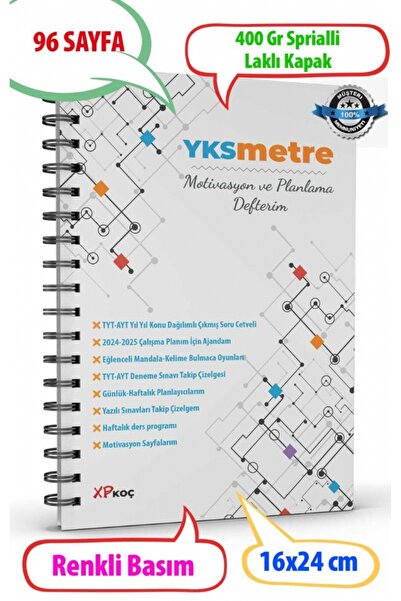 Genel Markalar YKSMETRE Motivasyon ve Planlama Defteri/Günlük ve Haftalık Pla...