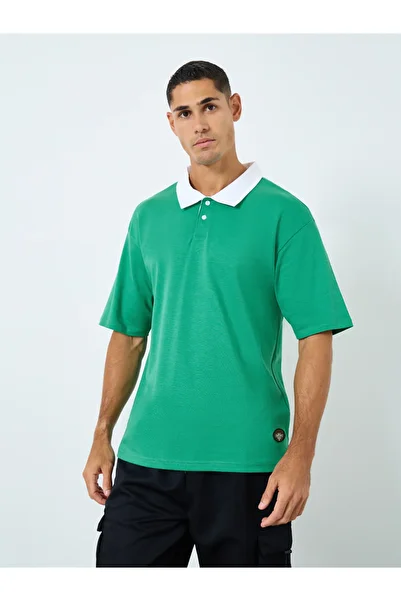 Styli Oversized Embroidered Polo T-Shirt